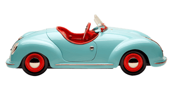 Vintage toy car in blue and red