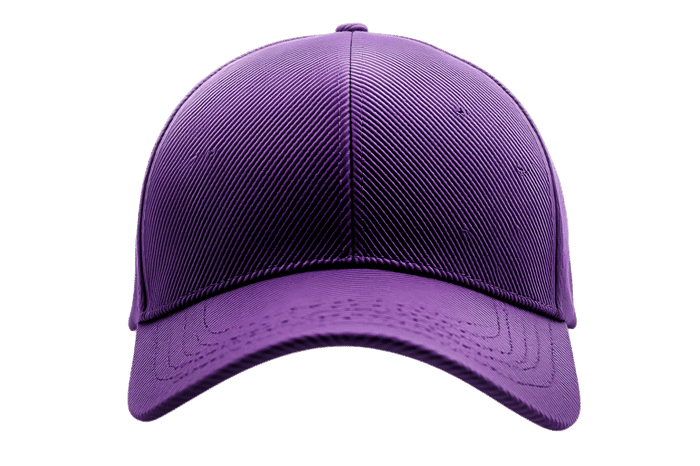 Purple baseball cap, front view.