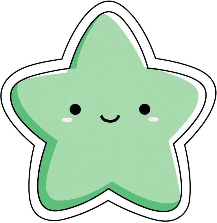 Cute cartoon star with a happy smiling face