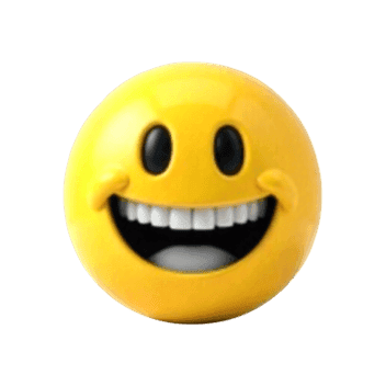Smiling emoji with big teeth and open mouth on transparent background