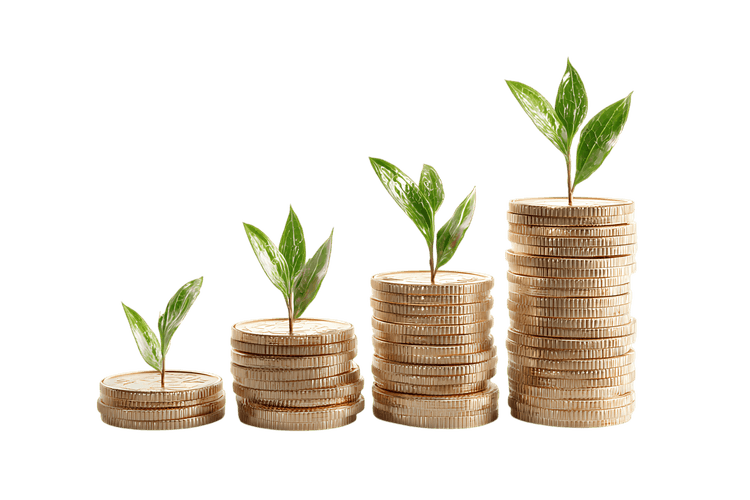 Growing money:  Financial success visualized.