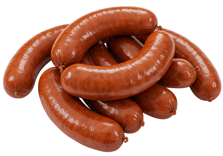 Close up of delicious grilled sausages.