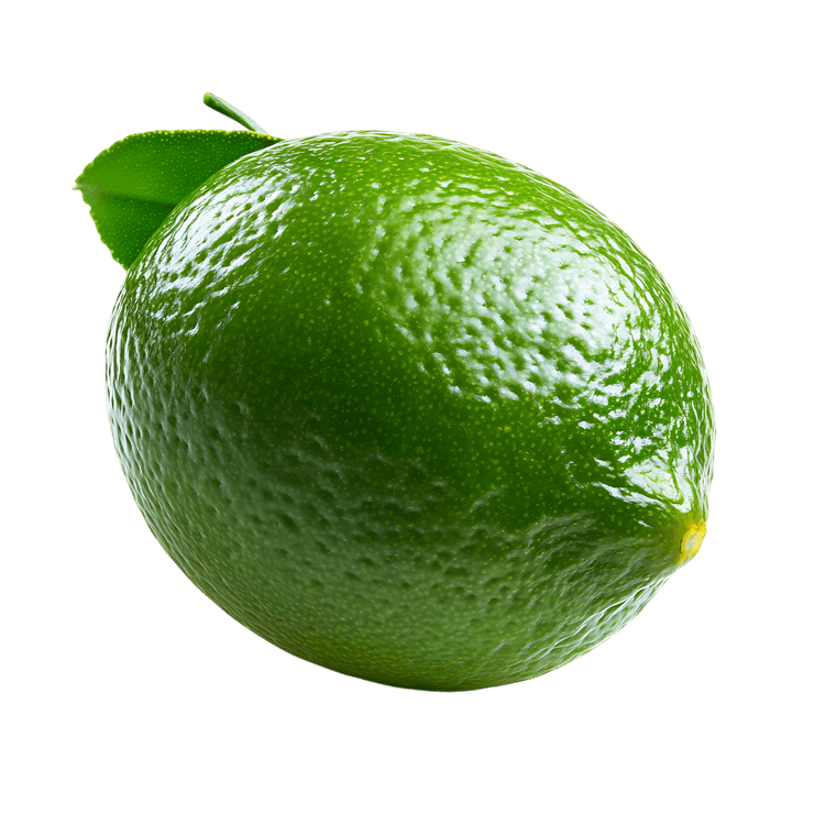 Fresh green lime with leaf, close up.