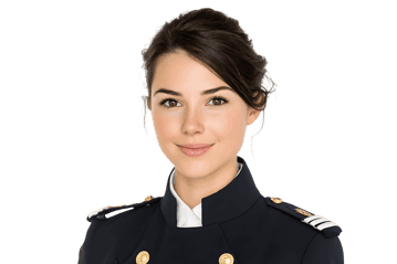 Portrait of a young female pilot.