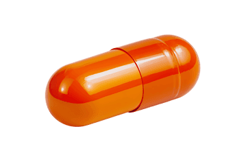 Close up of a single orange capsule.