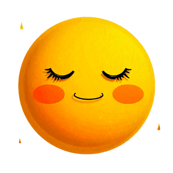 Smiling emoji with closed eyes and rosy cheeks
