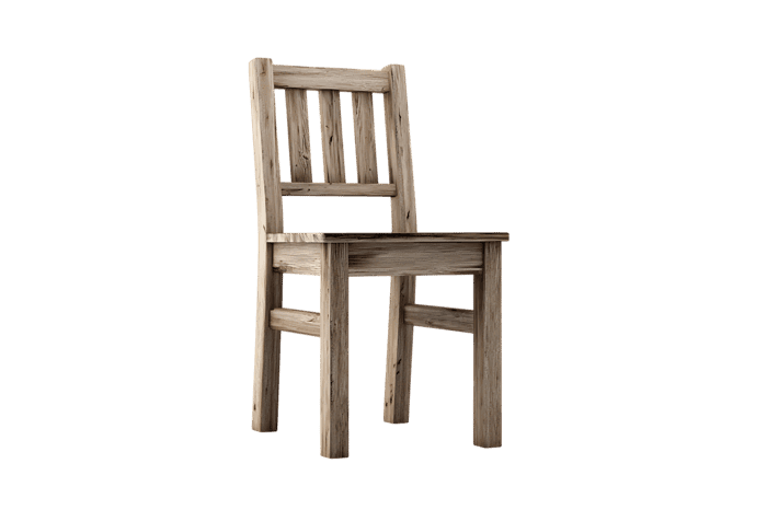 Simple wooden chair  rustic style  isolated on black background