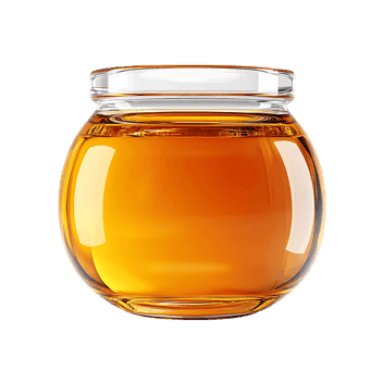 Jar of honey, golden amber color, sweet treat