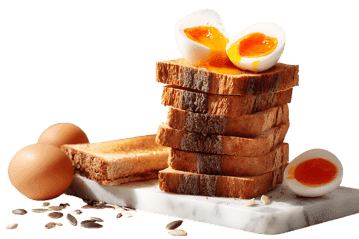 Soft boiled eggs on toasted bread