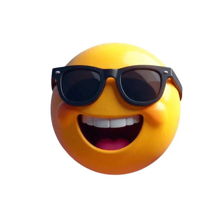 Smiling emoji with sunglasses for social media