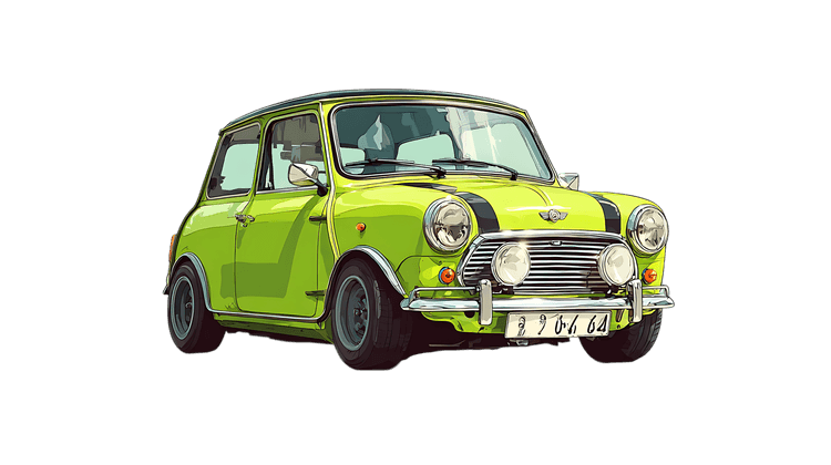 Green mini cooper illustration