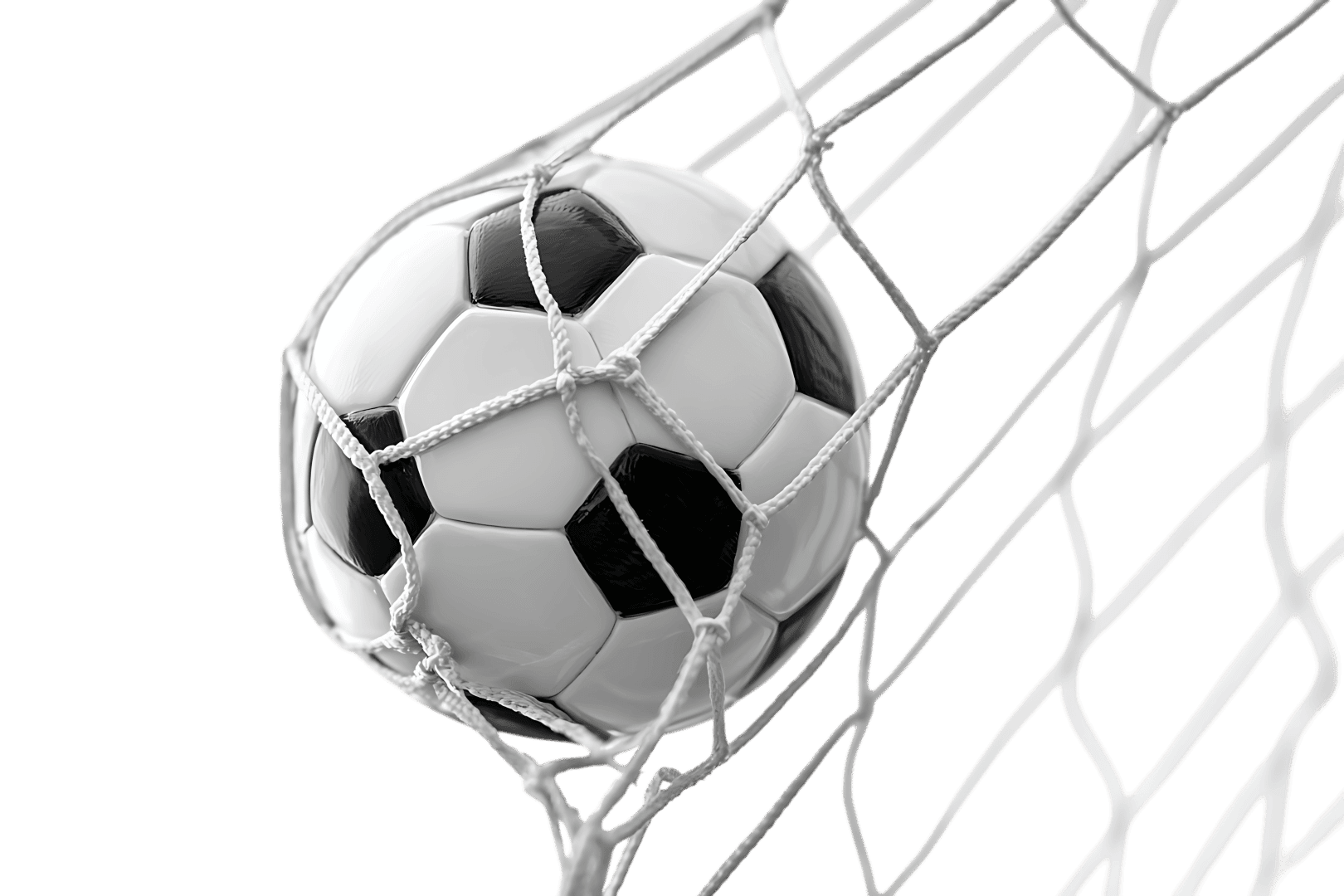 Soccer ball in net, goal, victory, win, sport