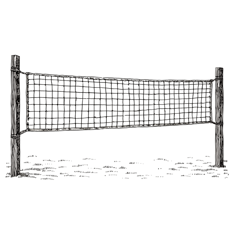 Black volleyball net isolated
