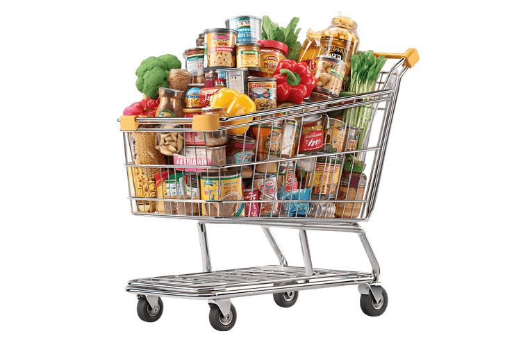 Full shopping cart with groceries452.