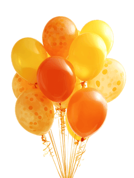 A bunch of orange and yellow balloons343.