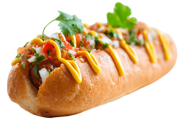 Delicious hot dog with vibrant toppings