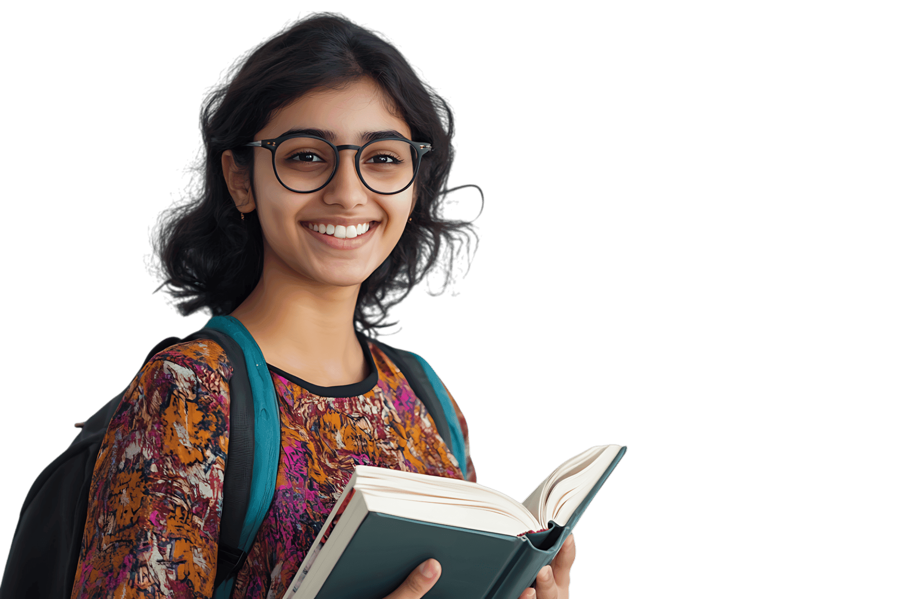 Smiling student holding book, education concept
