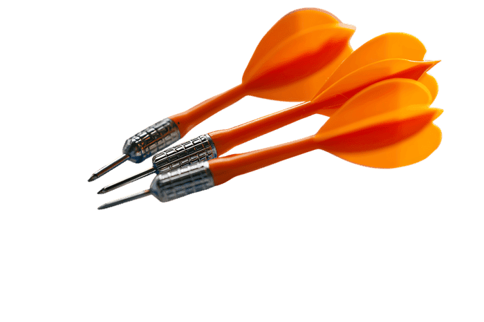Three orange darts ready to fly798