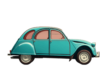 Turquoise vintage car illustration