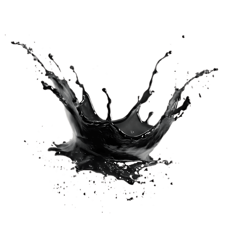 Abstract monochrome splash, fluid motion, water or ink explosion.