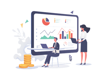 Business team analyzing financial data and charts