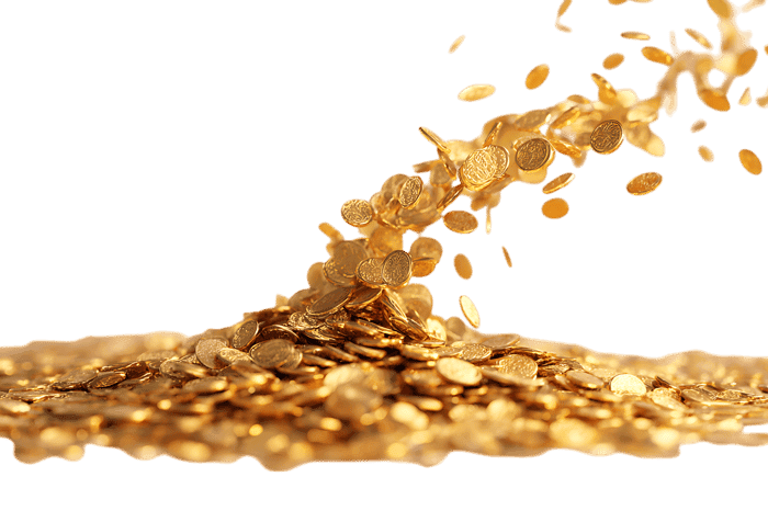 Golden coins pouring down!