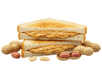 Delicious peanut butter sandwich with peanuts