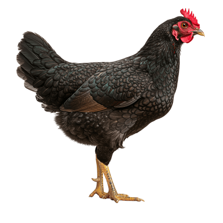 Black chicken isolated, farm animal poultry studio shot