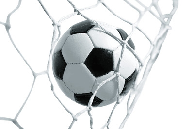 Soccer ball in net goal victory sport