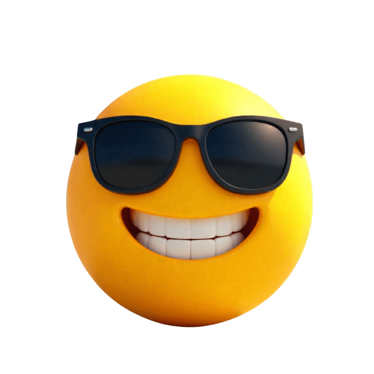 Smiling emoji face with sunglasses