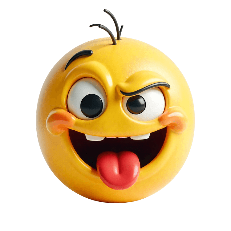 Mischievous 3d emoji sticking out tongue