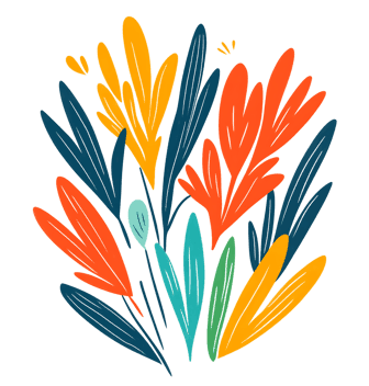 Colorful abstract floral design, perfect for spring themes.