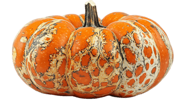 Decorative orange pumpkin with unique marbling.
