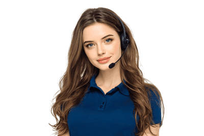 Smiling woman wearing headset, providing customer support. Customer service, helpdesk, support.