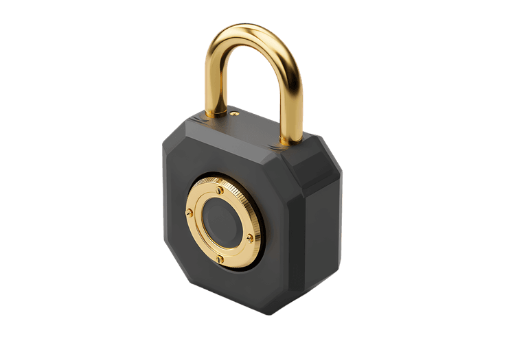 Compact Bluetooth speaker designed like a padlock.
