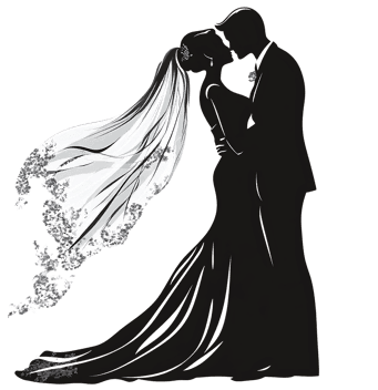 Elegant wedding silhouette, perfect for invitations.