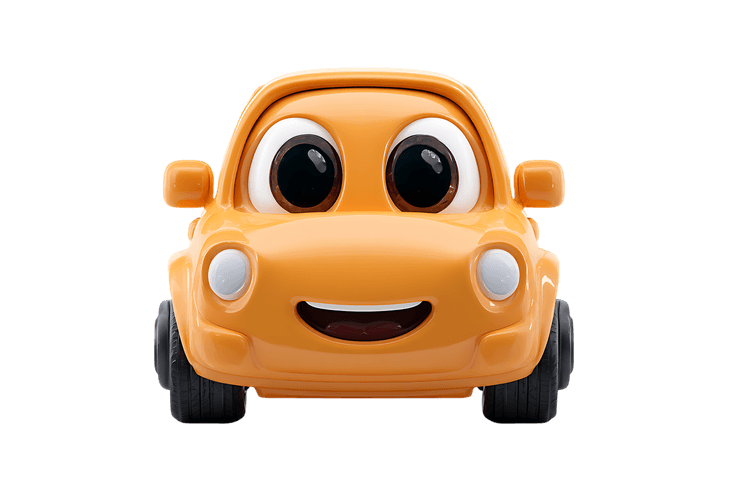 Cute cartoon car with big eyes