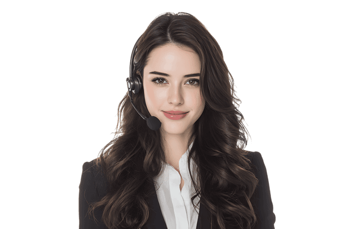 Portrait of a friendly female customer service representative wearing a headset.