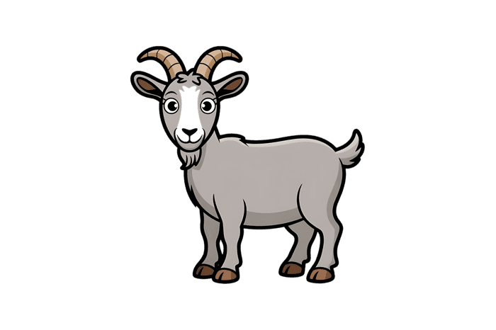 Cartoon goat illustration with horns and beard345
