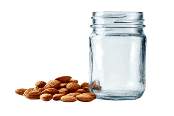Almonds and an empty jar