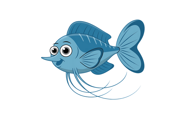 Cartoon fish illustration on a transparent background