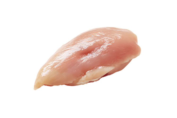 Raw chicken breast fillet isolated on black background.