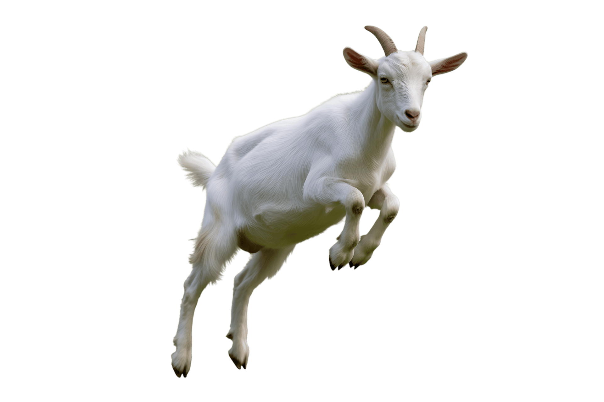 White goat jumping