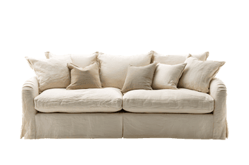Comfortable cream colored sofa with soft cushions