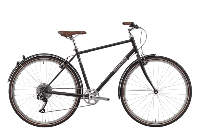 Black bicycle with silver rims isolated on transparent background