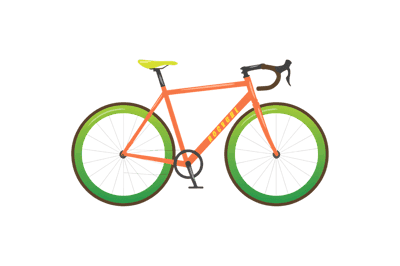 Illustration of a bicycle with green wheels on a transparent base