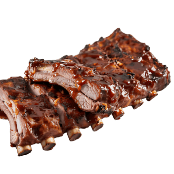 Delicious BBQ ribs, close up view.