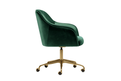 Emerald green velvet office chair with gold base