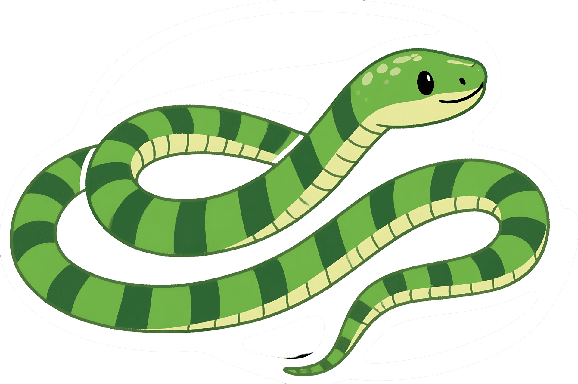Cartoon green striped snake illustration