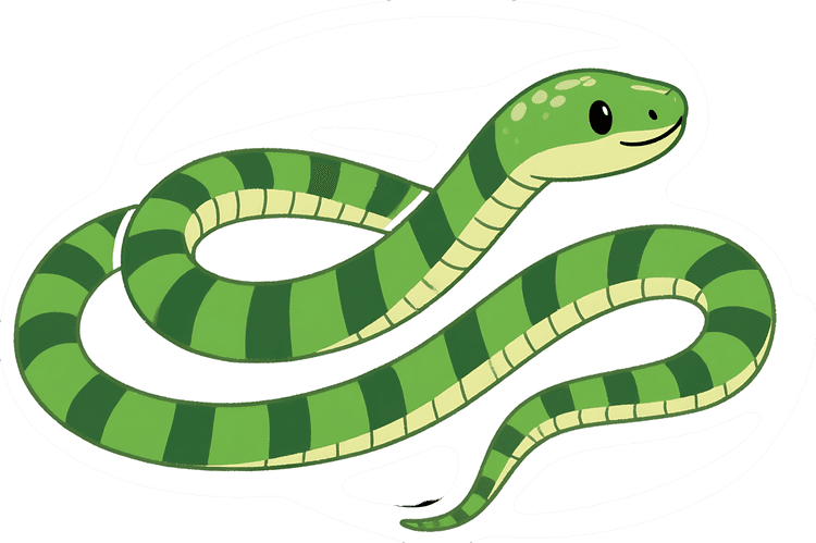 Cartoon green striped snake illustration